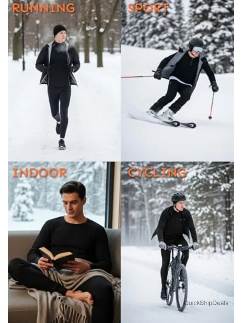 Men's Waffle Thermal Underwear Long Sleeve Shirt Crew Neck Baselayer Top 2 Pack